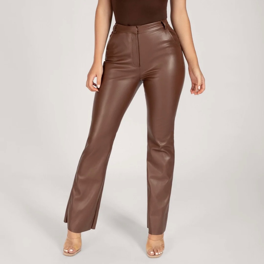 Meshki Faux Leather Straight Leg Pants